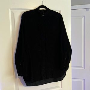 Black corduroy mail collar blouse